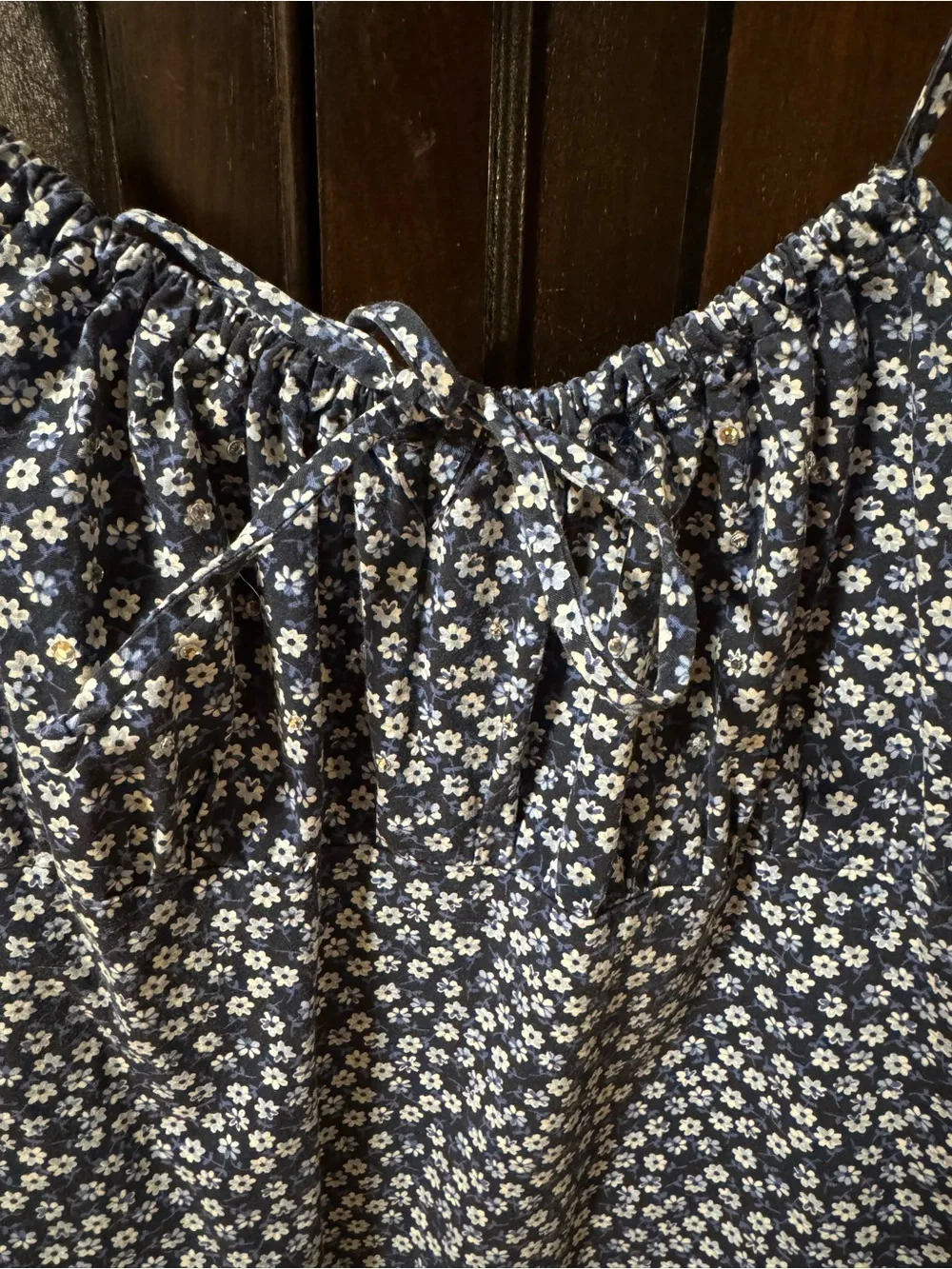 Navy Floral Spaghetti-Strap Mini Dress